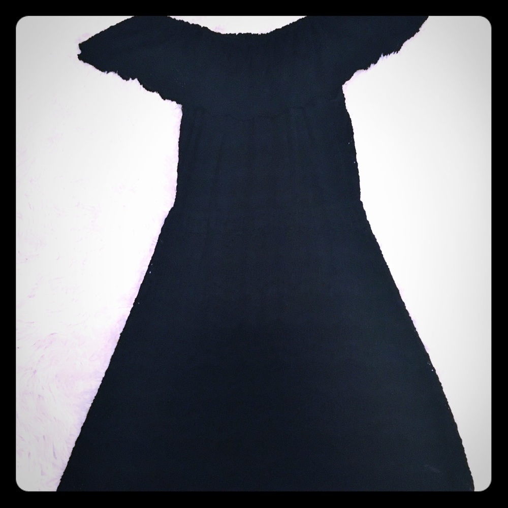 Little Black Lace Off the Shoulder Dress